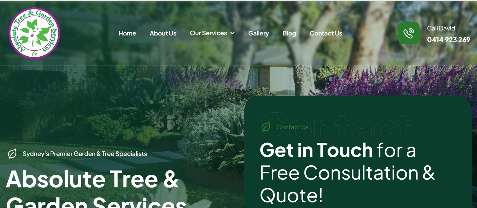 Absolute Tree & Garden Services website preview